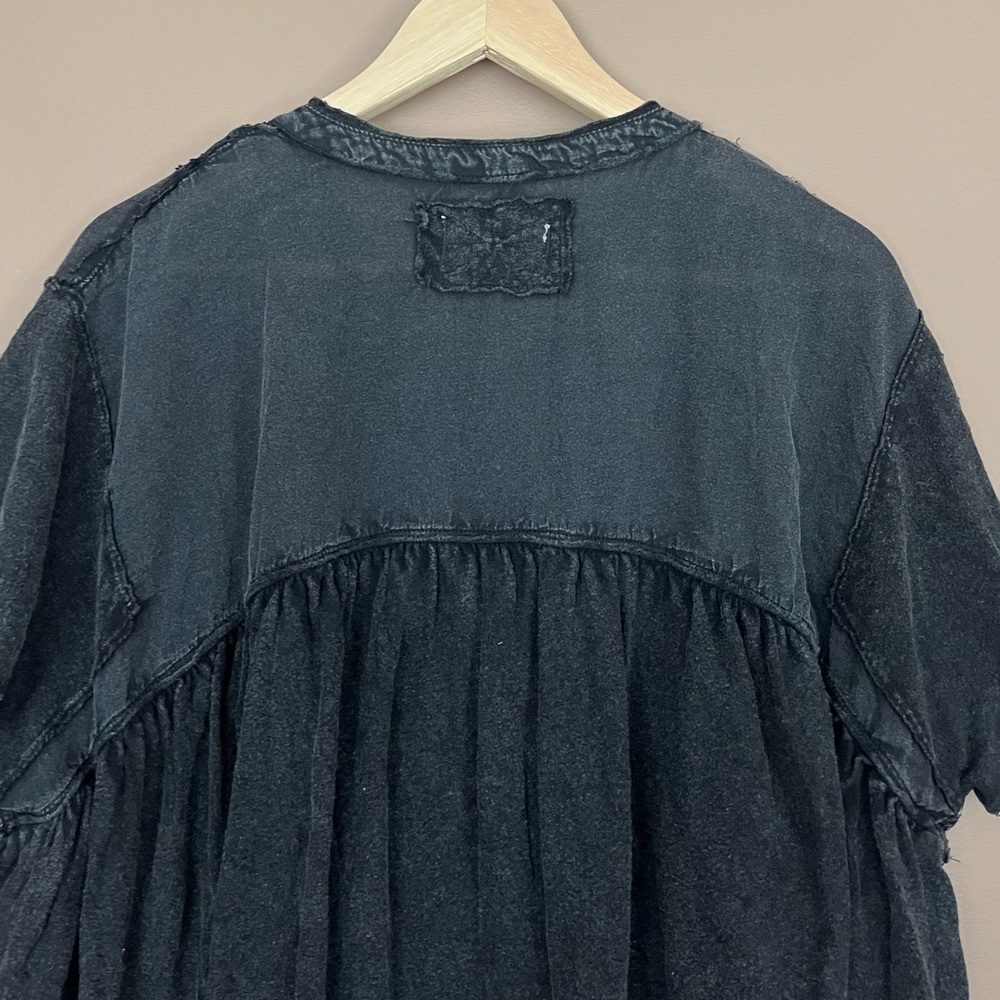{Free People We The Free} Sofia Henley Short Sleeve Top in Washed Black - Medium - Picture 6 of 9
